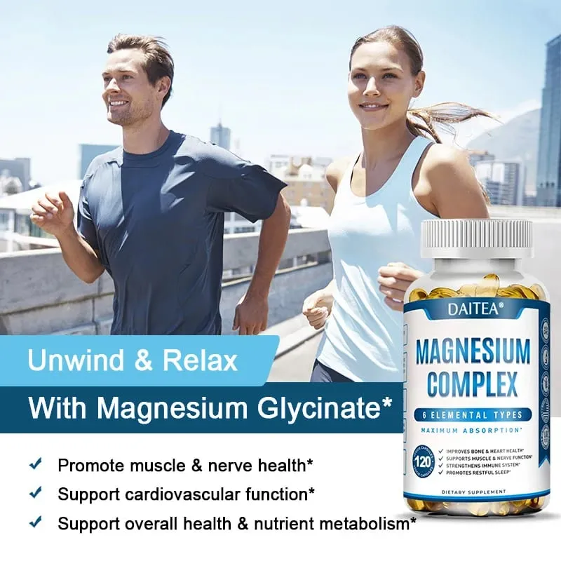 Magnesium Complex Capsule Supplement Supports Nervous System Muscle Cardiovascular and Bone Health Helps Sleep Boosts Energy