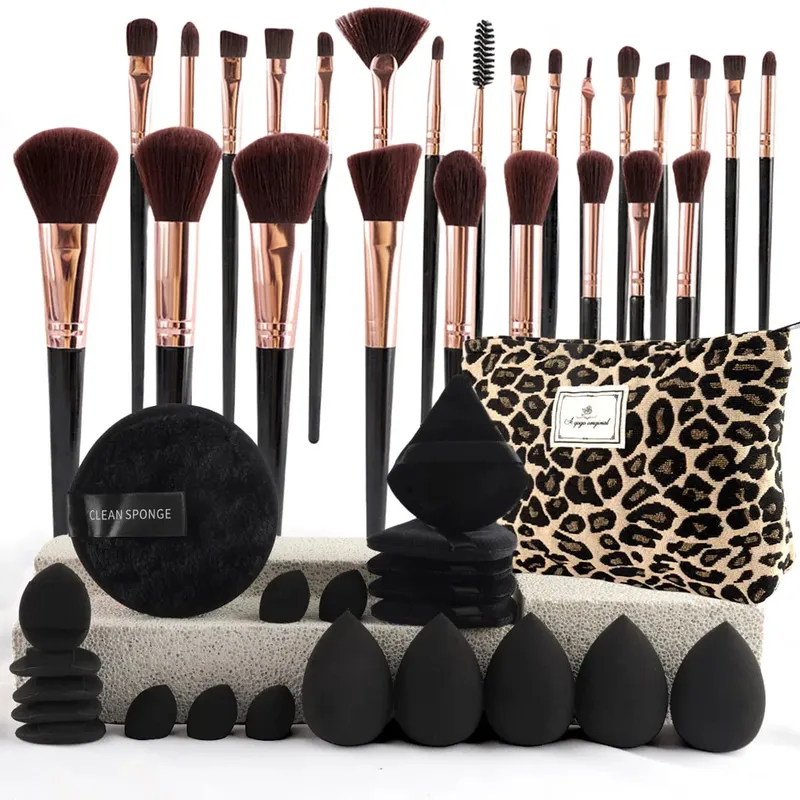 47Pcs Propesyonal na Makeup Brushes Set Mga Tool sa Pagpapaganda Kit Portable Travel Cosmetic Bag Puff Toiletry Makeup Accessories Set