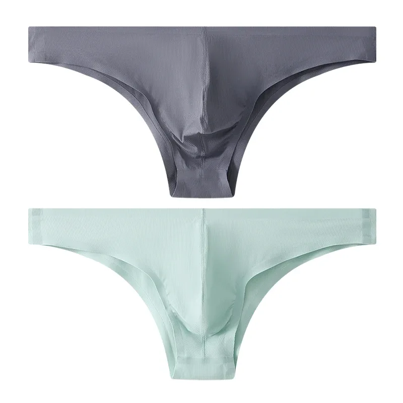 Half Hip Small Triangle Men's Underwear Low Waist Sexy Young Men Ice Silk Seamless Briefs Summer Lightweight Breathable Panties