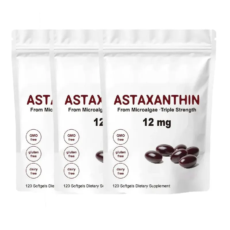 Astaxanthin 12mg Premium Astaxanthin תוספי נוגדי חמצון | תומך במחזור הפנימי של מפרק העין בבריאות העור | שִׁזוּף
