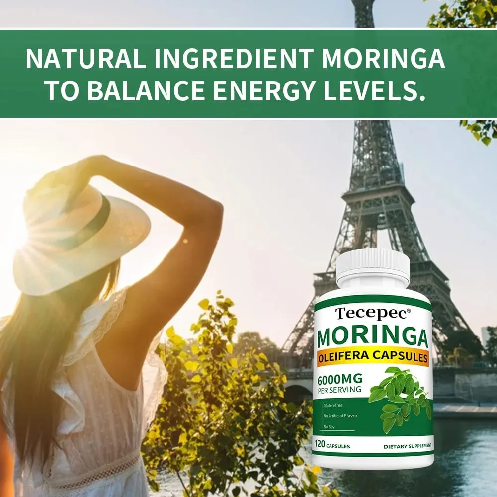 Βιολογικές Κάψουλες Moringa 6000mg Αντιοξειδωτικό Ενισχύει την Ενέργεια και τον Μεταβολισμό Υποστήριξη Ανοσοποιητικού Πεπτικού Υγεία Εγκεφάλου και Καρδιάς
