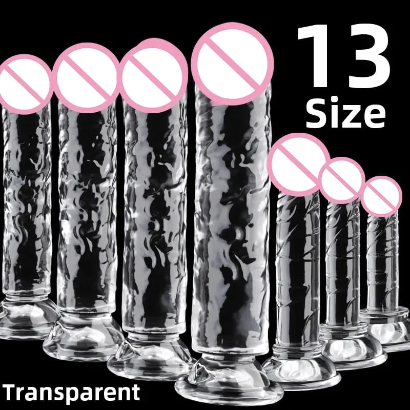 Transparent Big Dick 13 Sizes Realistic Jelly Dildo Women Gay Anal Sex Toys Soft Clitoris Vaginal Masturbators Penis Suction Cup