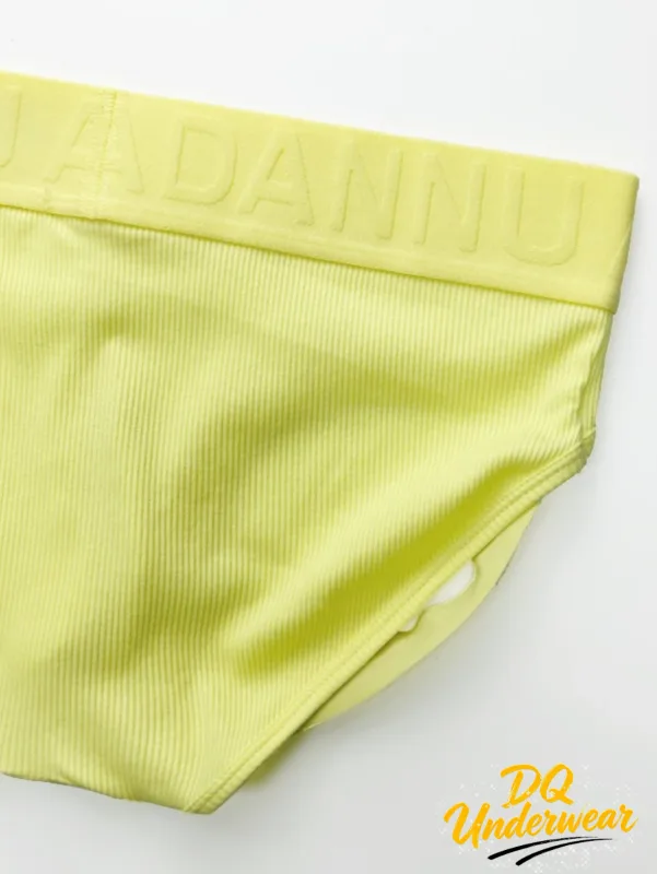 1PCS Solid Color Ribbed Male Briefs ADANNU Embossed Logo Elastic Waist Stretch Comfort Daily Bikini Underpants AD759