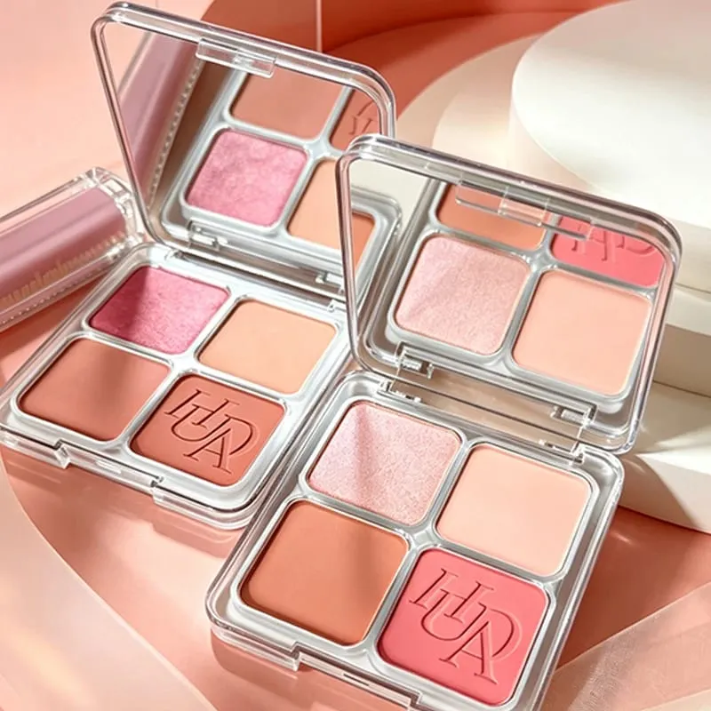 Το δημοφιλές Lip Gloss είναι λείο και εύκολο στην εφαρμογή Ματ αντικολλητικό Cup Powder Is fine and μακράς διαρκείας Μακιγιάζ 4 Color Blusher