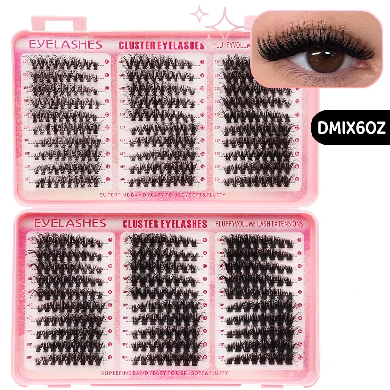DIY Manga Spiky Cluster szempillahosszabbítások Természetes Mega Volume Egyedi Előre Vágott Szegmentált Szempillák Otthoni Szemsminkhez
