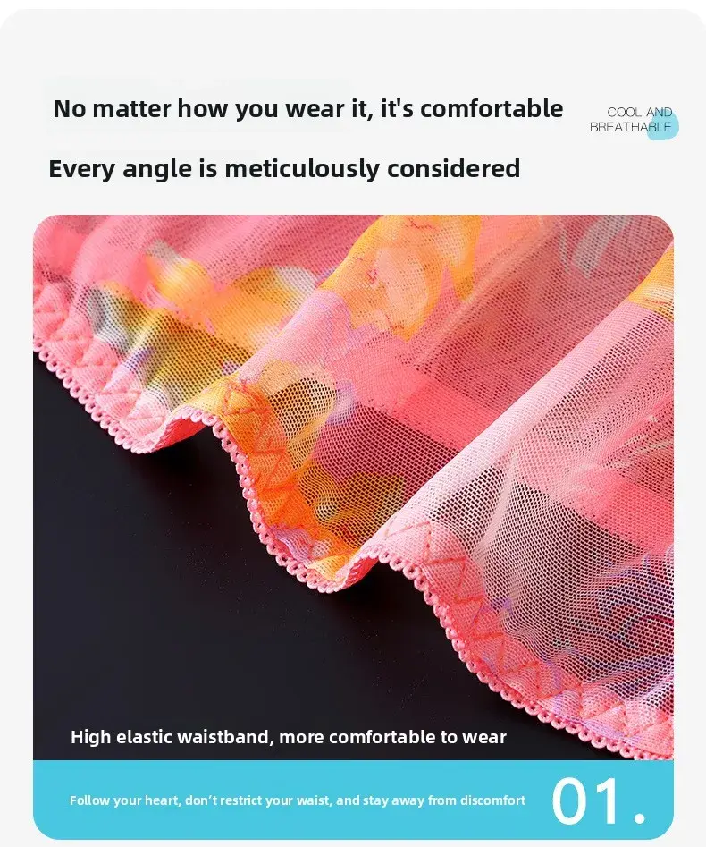 Men's 3D Space Capsule Molded Pouch Briefs Floral Print Sheer Mesh Ice Silk Ultra Thin High Elastic Male Underwear