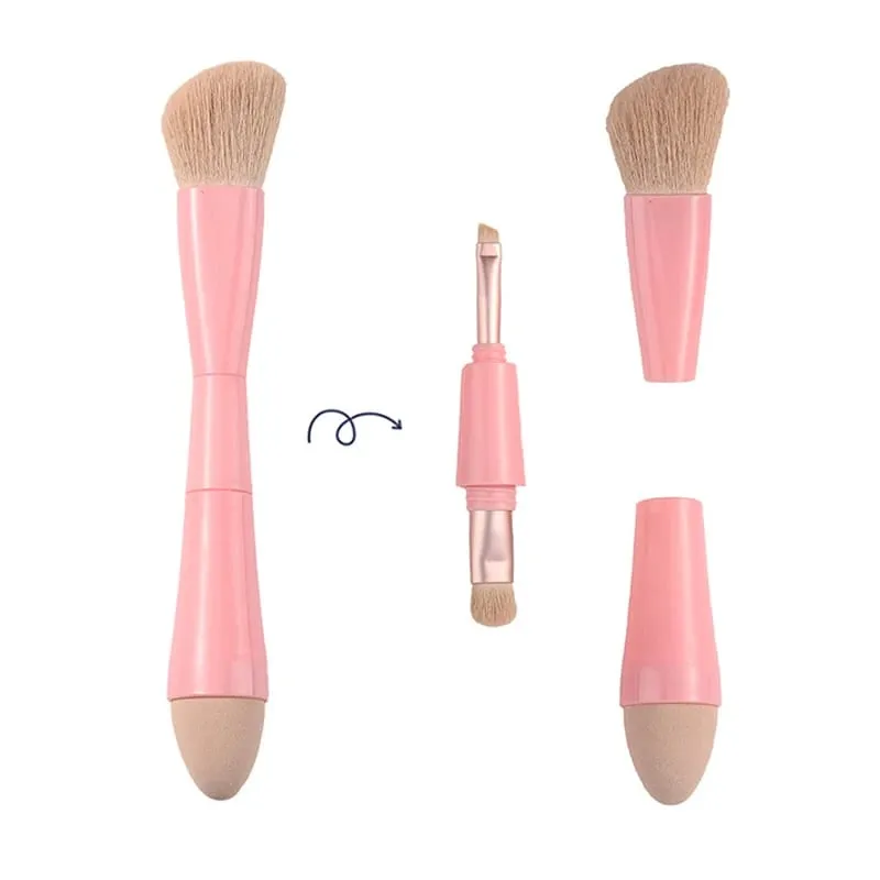 【B】1PC 4 σε 1 Travel Portable Multitasker Beauty Tools Brushes Makeup Αποσπώμενα πινέλα μακιγιάζ σετ μακιγιάζ