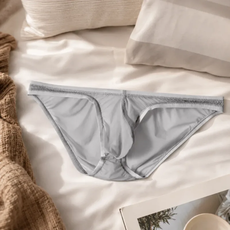 Breathable Low Waist Ice Silk Briefs Transparent Lingerie Bikini Briefs Ultra-Thin Mesh Men's Triangle Panties Summer