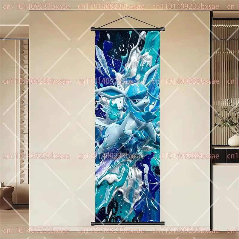 Pokémon Anime HD Scroll Painting Eevee Pikachu Suicune Charizard Mewtwo Διακόσμηση τοίχου με φόντο αφίσα Παιδικό δώρο