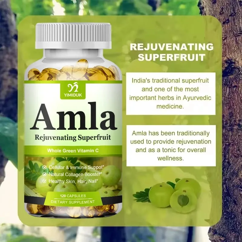 Organic Amla Capsules Support Collagen Fights Free Radicals & Daily Wellness Antioxidant Power for Immunity & Skin Health