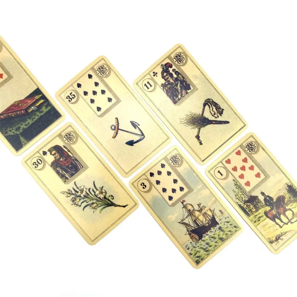 Grand Tableau Lenormand Oracle Decks חפיסת 36 מהדורת חיזוי באנגלית משחקי בוראד עם מדריך נייר