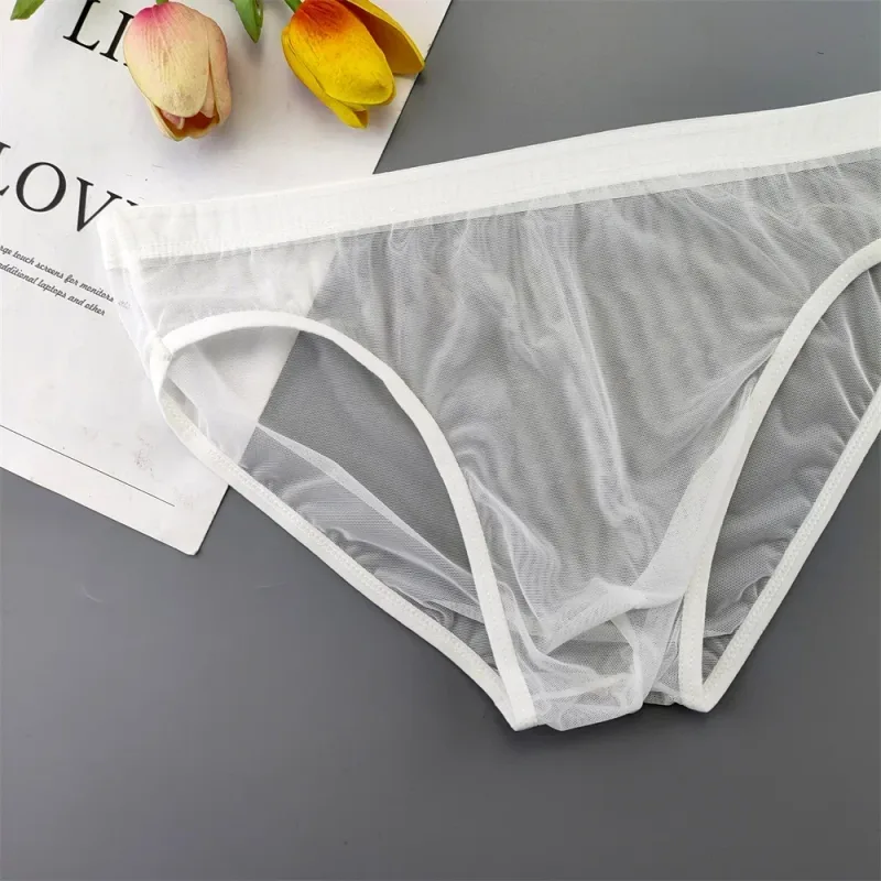 Plus Size Transparant Ondergoed Zien Door Sexy Slips voor Mannen met Zakje Nylon Hombre Slips Ademend Heren Slipje XL-4XL