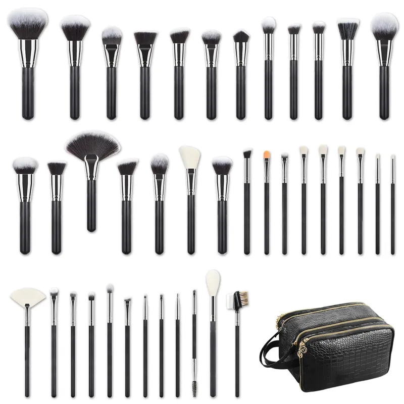 40/30/25/22Pcs Professional Makeup Brush Set na may Crocodile Storage Bag Blush Highlight Eyeshadow Brushes para sa Pang-araw-araw na Stage Makeup