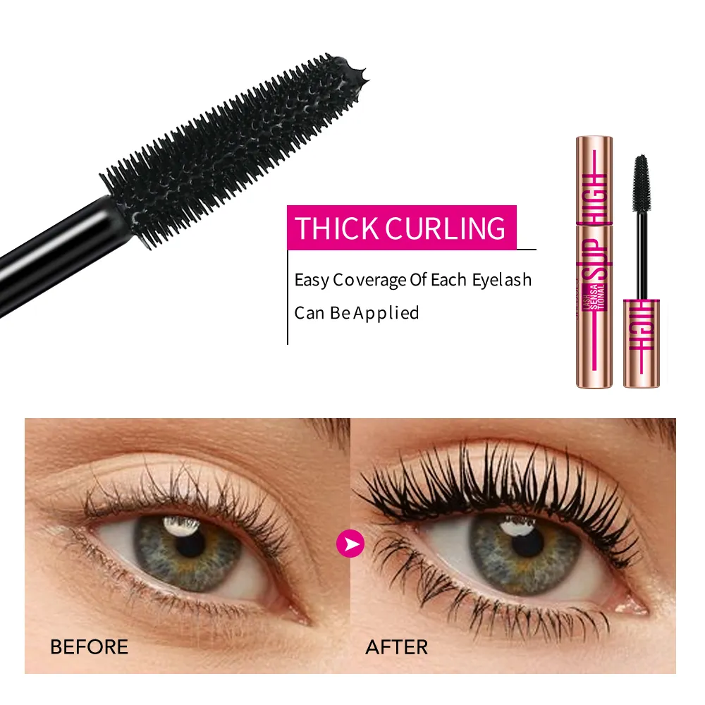 Super High 4D Waterproof Mascara - Volumizing Curling & Lengthening Formula Μαύρη μάσκαρα μακράς διαρκείας με προστασία από μουτζούρες