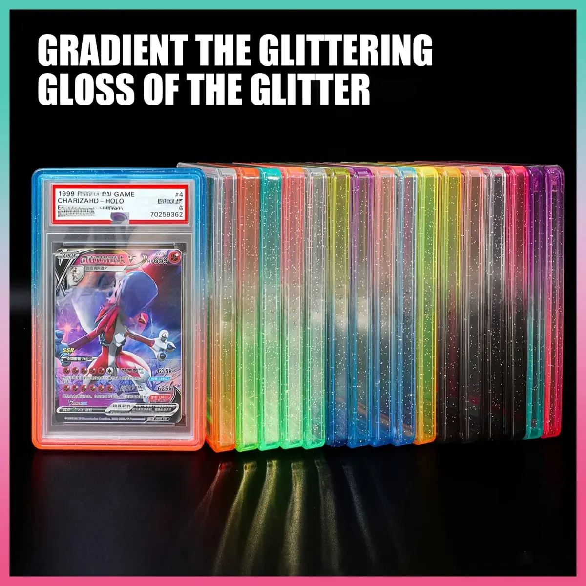 Glitter TPU Slab προστατευτική θήκη θήκης Προστατευτικά μανίκια οθόνης δέρματος με διάφανη πλάτη για κάρτα συναλλαγών με διαβάθμιση PSA 35PT — image 5