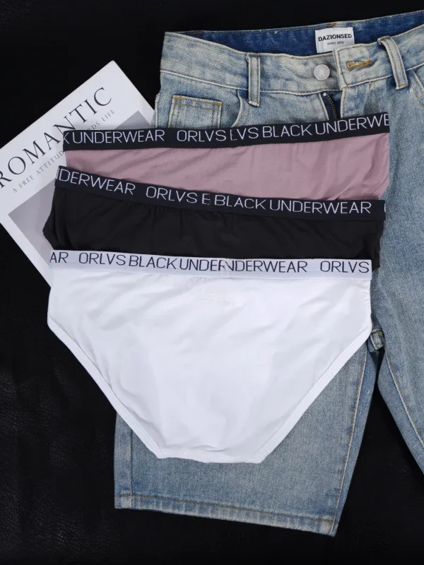 3PCS Men's ORLVS Triangle Briefs Low Rise Soft Breathable Stretch Cotton Underwear