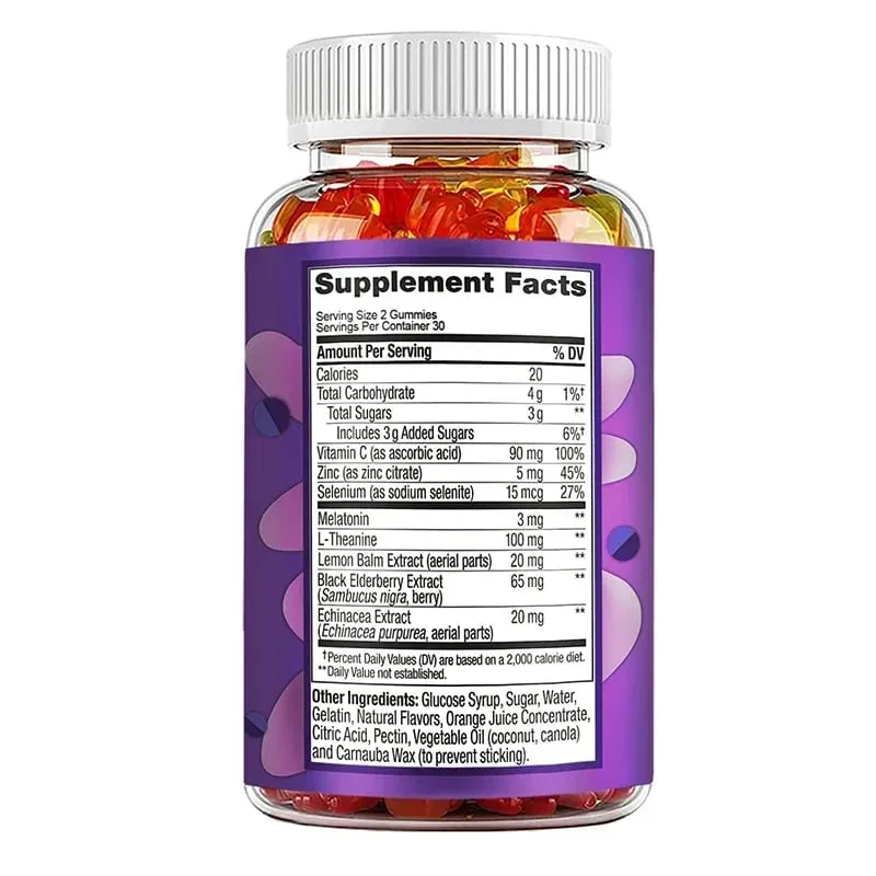 Melatonin Gummies Ανακούφιση από το άγχος Βοήθεια ύπνου Εξοικονόμηση αϋπνίας Ρύθμιση ρολογιού σώματος για ενήλικες