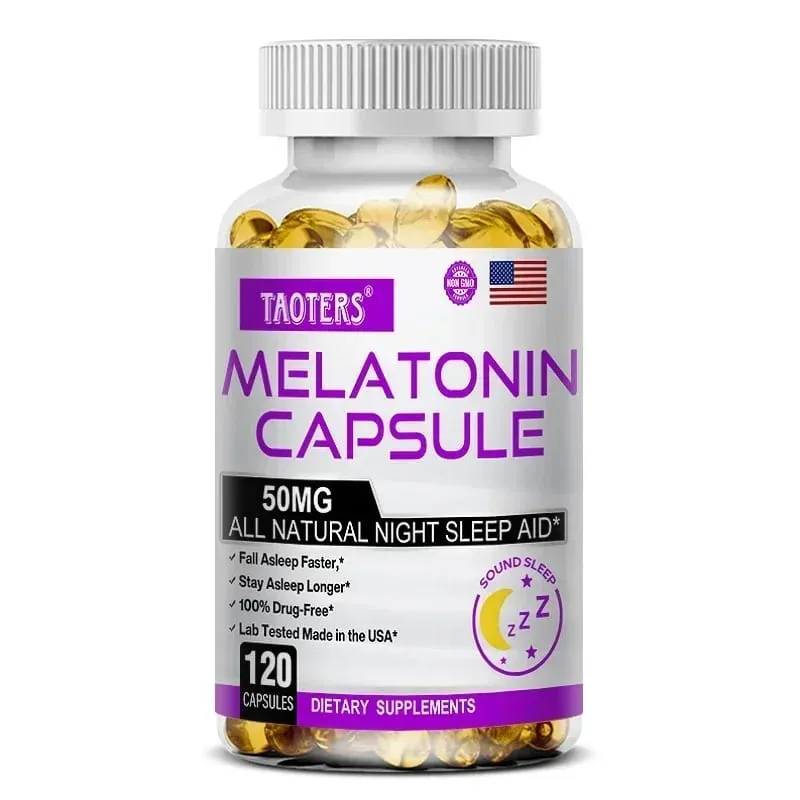 Κάψουλες μελατονίνης 50mg - Προωθήστε τον Γρήγορο Αποκοιμισμό Συμπλήρωμα Φυσικού Βοηθήματος ύπνου Calm The Mind
