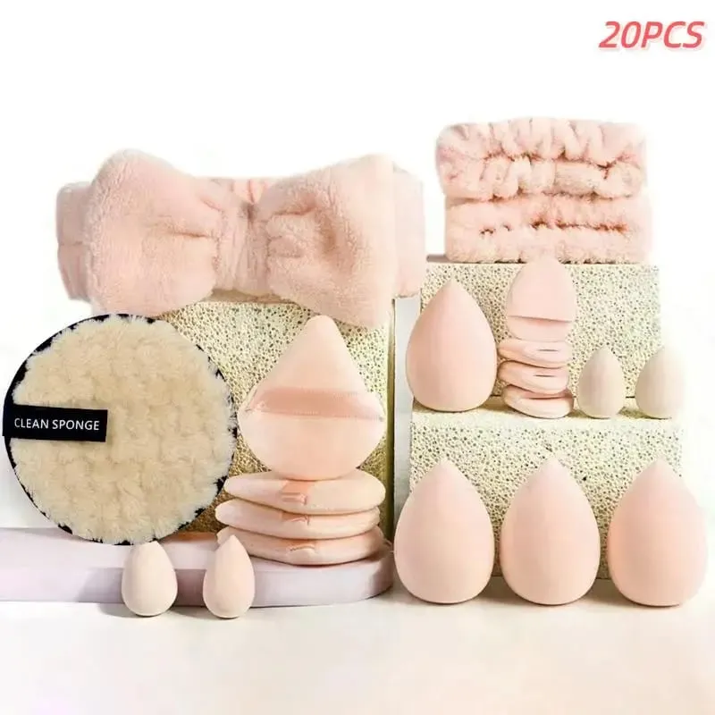 20 33Pcs Buong Makeup Tool Set na May Puff Brush Beauty Sponge Para sa Makeup Applying At Pag-alis ng Pang-araw-araw na Paggamit