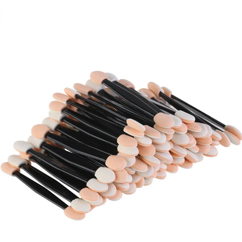 30/50/100 Buah Kuas Eye Shadow Makeup Dua Sisi Spons Nilon Set Kuas Eye Shadow untuk Aplikator Kosmetik Makeup Panas Sekali Pakai