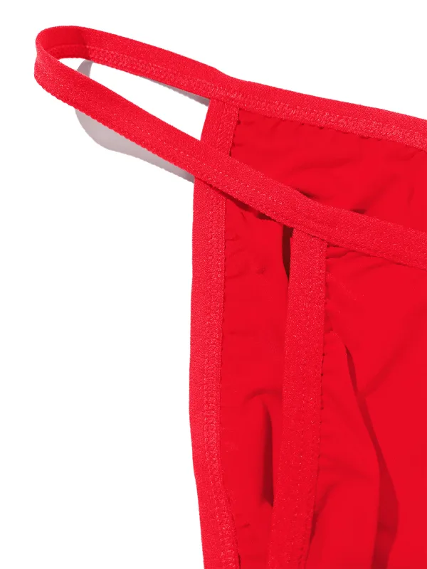 1PC Men's Sexy Low-Waist Briefs with Large Pouch Single Color Thin Belt Comfortable Thin Design for Summer Pure Color Underwear