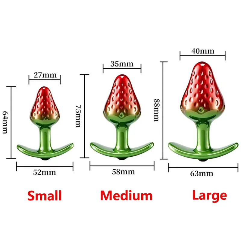Strawberry Metal Anal Beads Butt Plug Set Small Medium Large Wearable Anal Plug Κοσμήματα Πρωκτικό Παιχνίδι σεξ για Άνδρα Γυναίκα