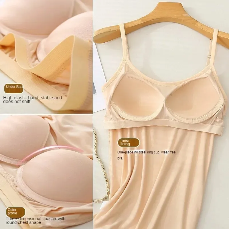 M-3XL Για 35-85kg Modal Plus Size Tank Top with Fixed Cup γυναικείο στήθος με επένδυση εξωτερικά εσώρουχα με κάτω μέρος Χωρίς ένδυση