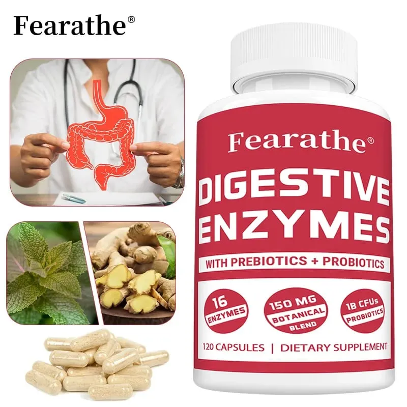 Digestive Enzyme Capsules - with Probiotics & Prebiotics Support Gut Health Immune Support Promote Digestive Health