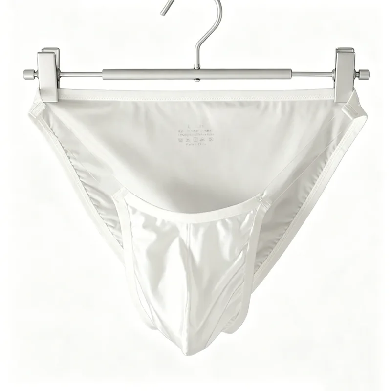Men's Silky Ice Silk Briefs Smooth Low Rise Stretch 3D Pouch Support Breathable Daily Underwear