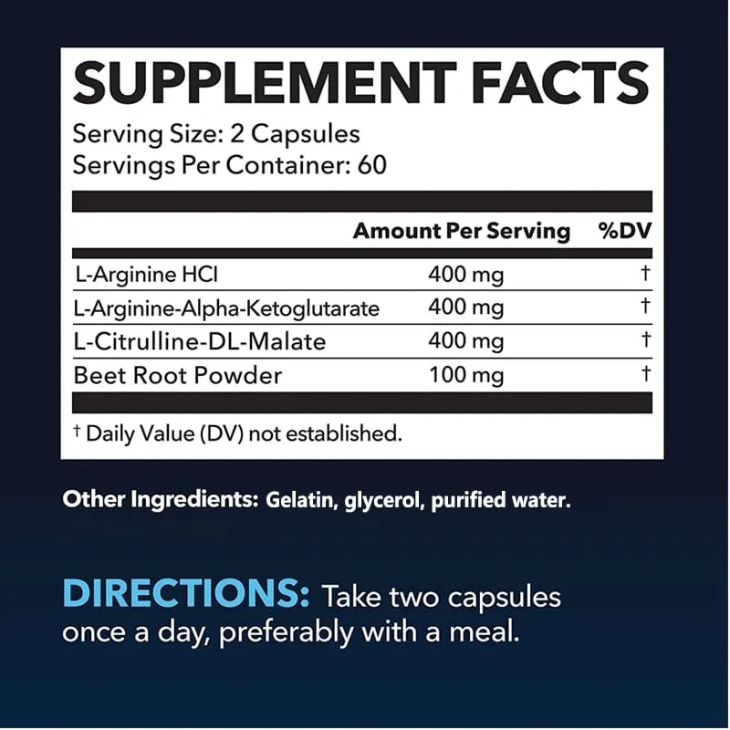 Daitea L-Arginine Supplement - Para sa lakas ng enerhiya at suporta sa pagtitiis habang nag-eehersisyo | Mass ng kalamnan Non-GMO