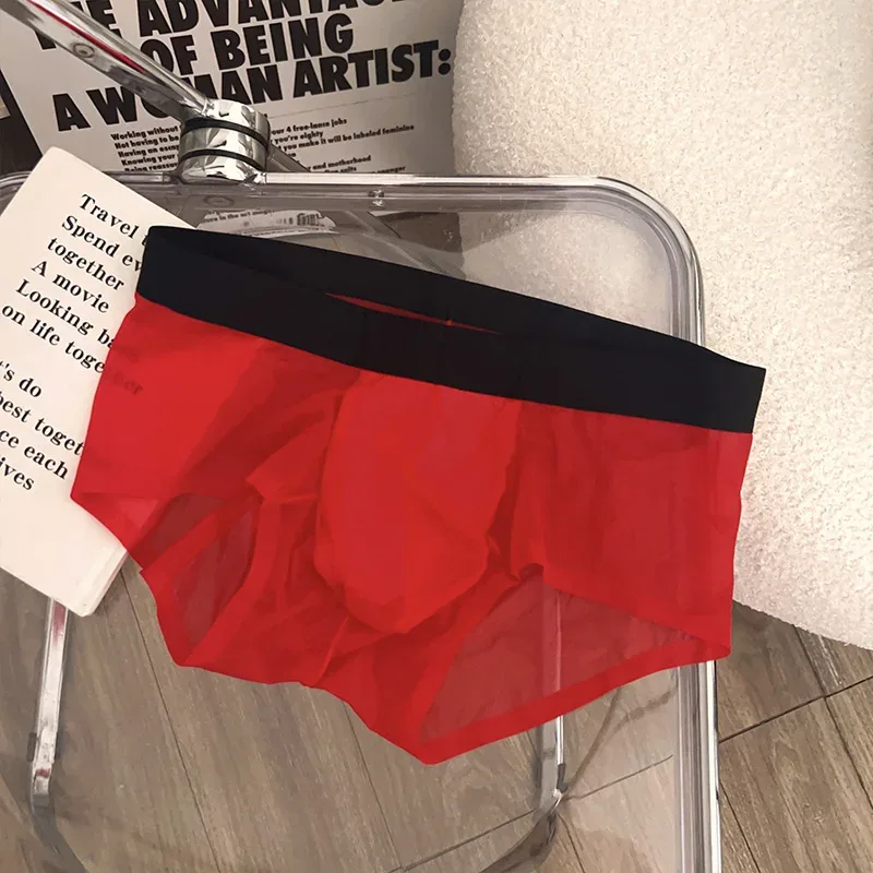 Transparante Slips Heren Ultradunne Ijs Zijde Sneldrogend Slipje Sexy U Ardennen Pouch Man Ondergoed Ademende onderbroek Cuecas