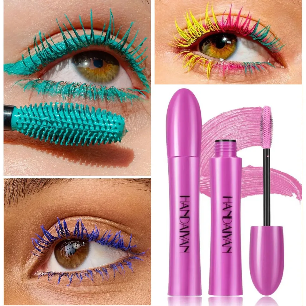 10 Χρώματα αδιάβροχη μάσκαρα όγκου Smudge-Proof Curling μακράς διαρκείας Sapphire Blue Pink Mascara for Eye Makeup Cosmetics