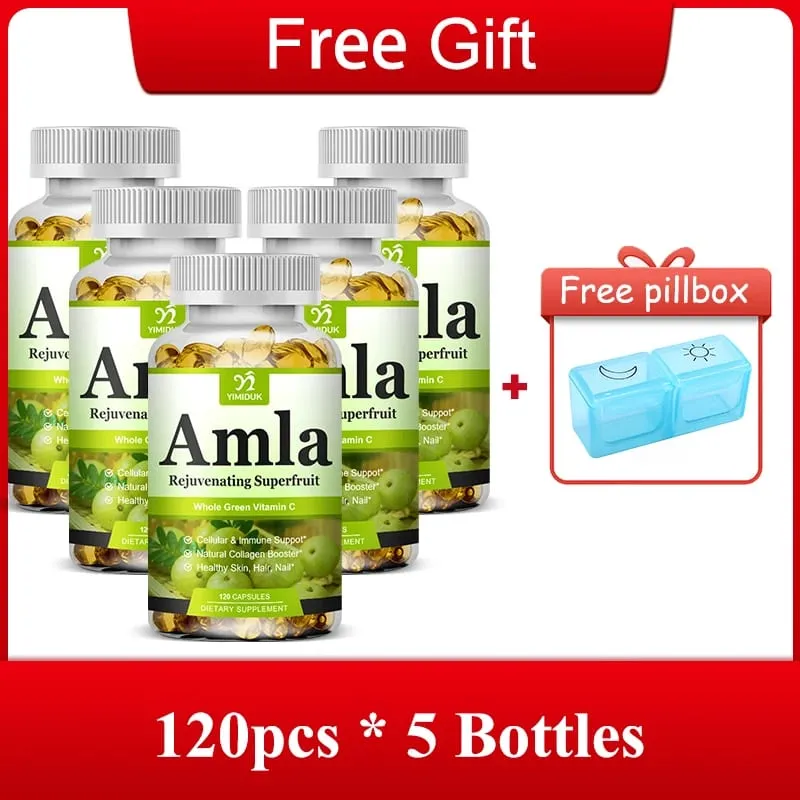 Organic Amla Capsules Support Collagen Fights Free Radicals & Daily Wellness Antioxidant Power for Immunity & Skin Health