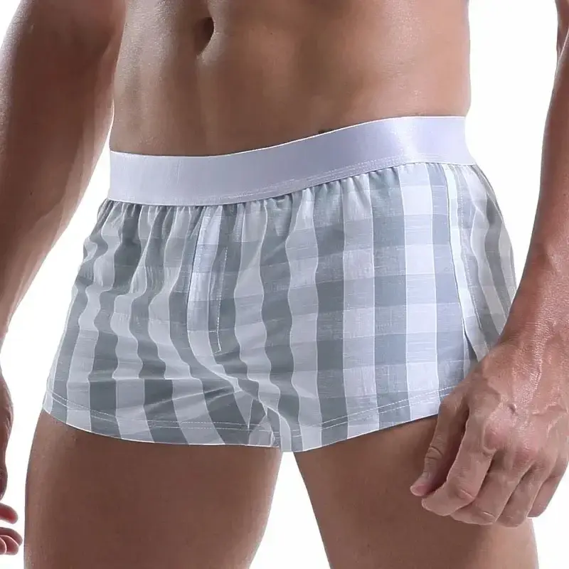 Men Cotton Boxers Shorts Loose Multicolor Male Plaid Underwear Homewear Comfortable Arrow Pants