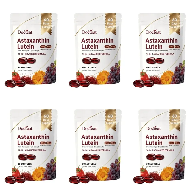 Η κάψουλα ασταξανθίνης και λουτεΐνης 60 Count με κουκούτσι σταφυλιού και εκχύλισμα σαφράν παρέχουν υποστήριξη για τη διατροφή των ματιών στο δέρμα και τις αρθρώσεις