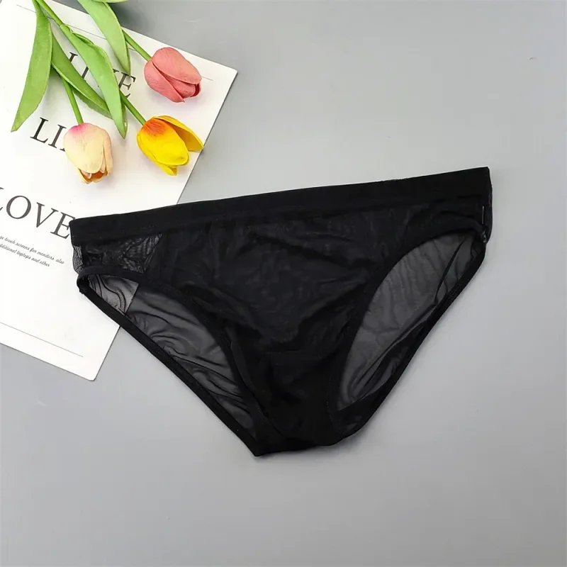 Plus Size Transparant Ondergoed Zien Door Sexy Slips voor Mannen met Zakje Nylon Hombre Slips Ademend Heren Slipje XL-4XL