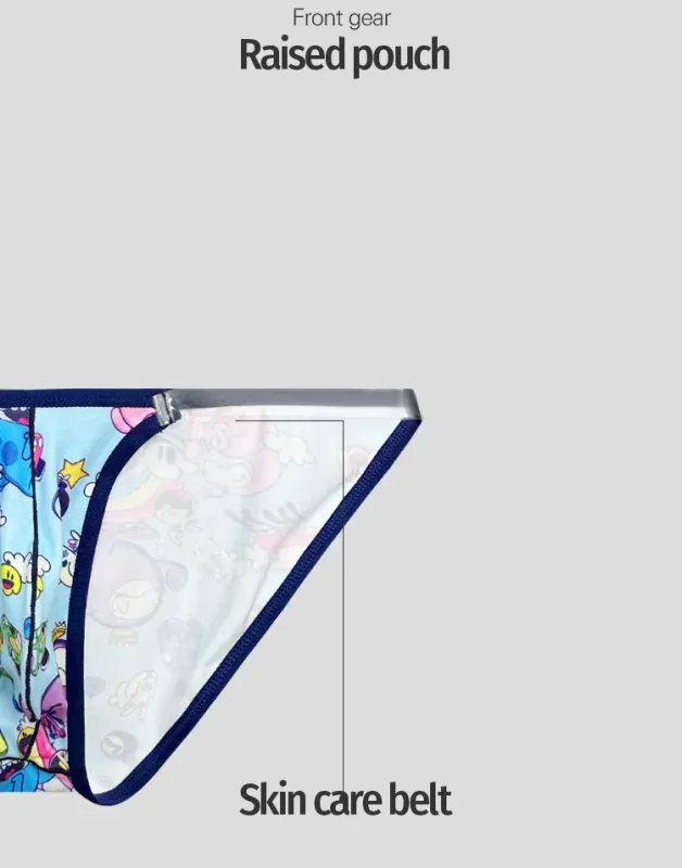 1PCS Full Print Cartoon Graffiti Men Briefs Soft Fabric Wide Waistband 3D U Pouch Low Rise Close Fit Mens Underwear
