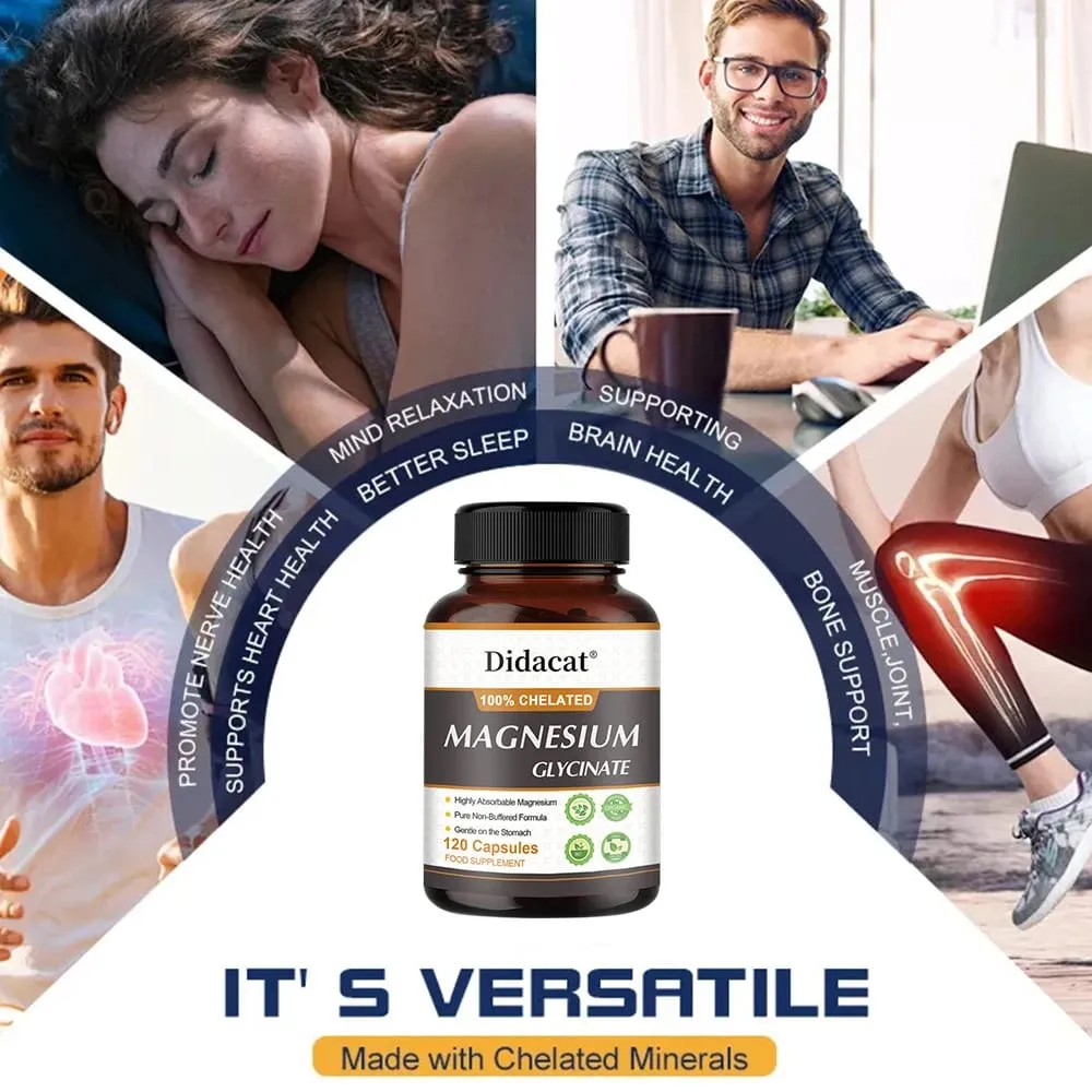 Magnesium Glycine 500mg - Supports Muscle Function Improves Sleep Quality Supports Cardiovascular and Metabolic Health