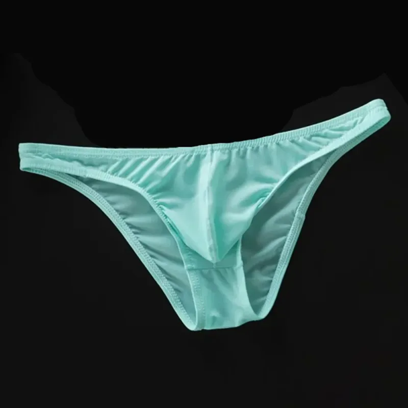 New 2026 Men Ice Silk U Convex Samll Briefs Underwear Low Waist Ultra Thin Transparent Bikini Slip Panties Plus Size M-XXL