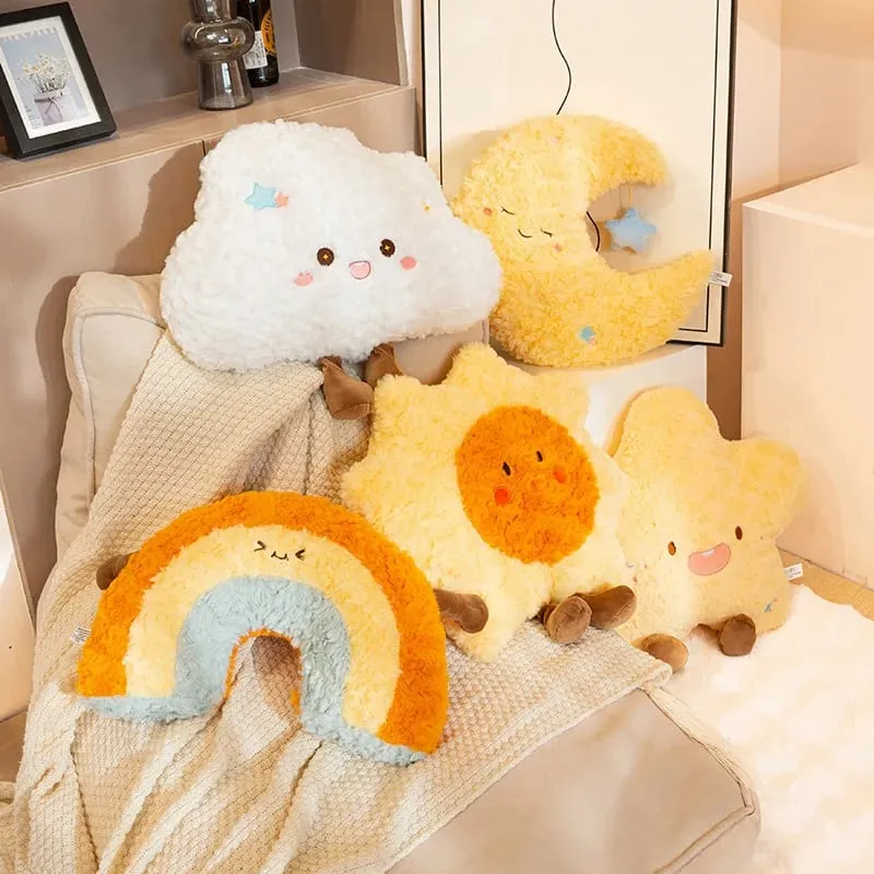 45cm Cute Rainbow Cloud Sun Moon Star Throw Μαξιλάρι Rainbow Λούτρινο παιχνίδι Διακόσμηση κρεβατοκάμαρας Μαξιλάρι κούκλας καναπέ