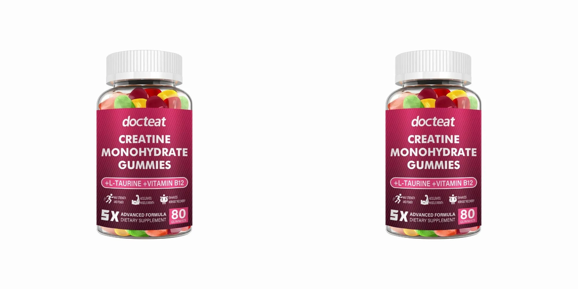 Creatine Monohydrate Gummies 80 Count with Taurine Vitamin B12 Chewable Sports Nutrition Συμπλήρωμα για μυϊκή και ενεργειακή υποστήριξη