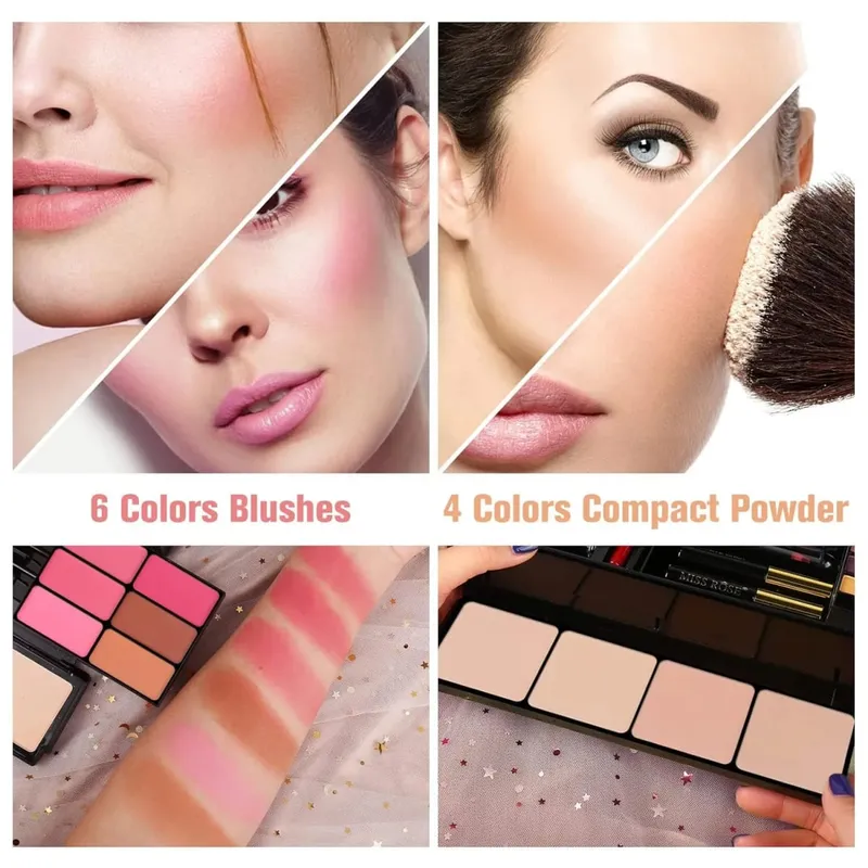 All-in-One Παλέτα Μακιγιάζ Pigmented Matte Shimmer Eyeshadow Blush Contour Kit Πλήρες σετ καλλυντικών για αρχάριους και καλλιτέχνες μακιγιάζ