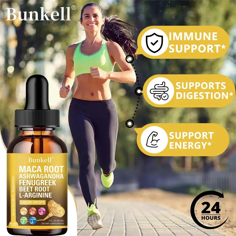 Organic Maca Root Liquid Drops with Ashwagandha Fenugreek Beet Root and L-Arginine Liquid Multivitamin for Women and Men