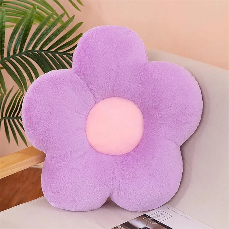 Praktikus 35 cm-es Kawaii színes virágos plüsspárna párna, puha napraforgó növényi szőnyeg, töltött kanapéágy alvó háttámla dekorációval