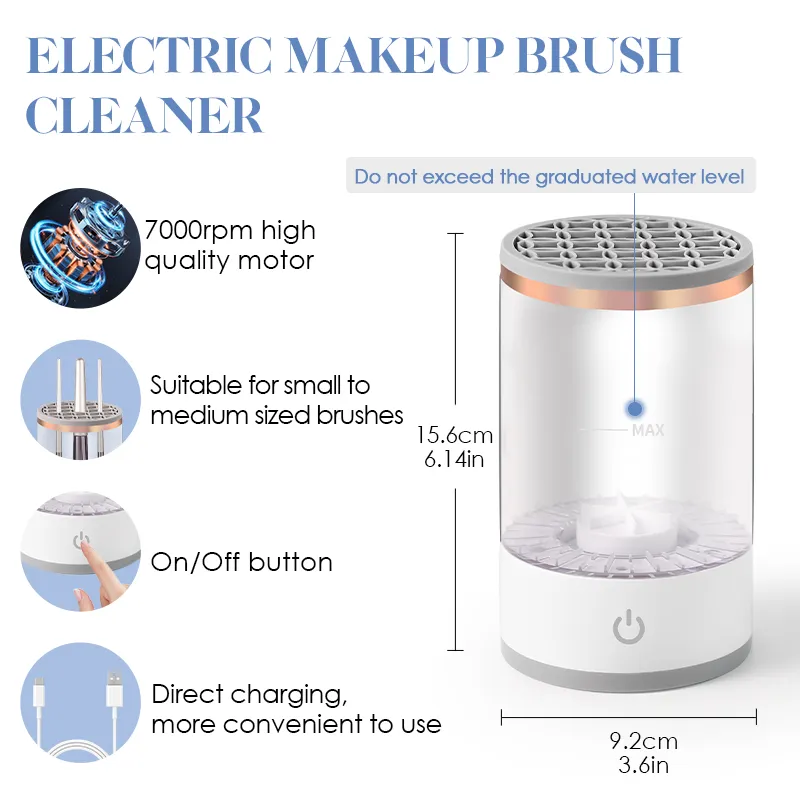 Draagbare USB make-upborstelreiniger 3 in 1 elektrische cosmetische borstels Reinigingsdroger Gereedschap Automatische wasmake-upreiniger voor vrouwen