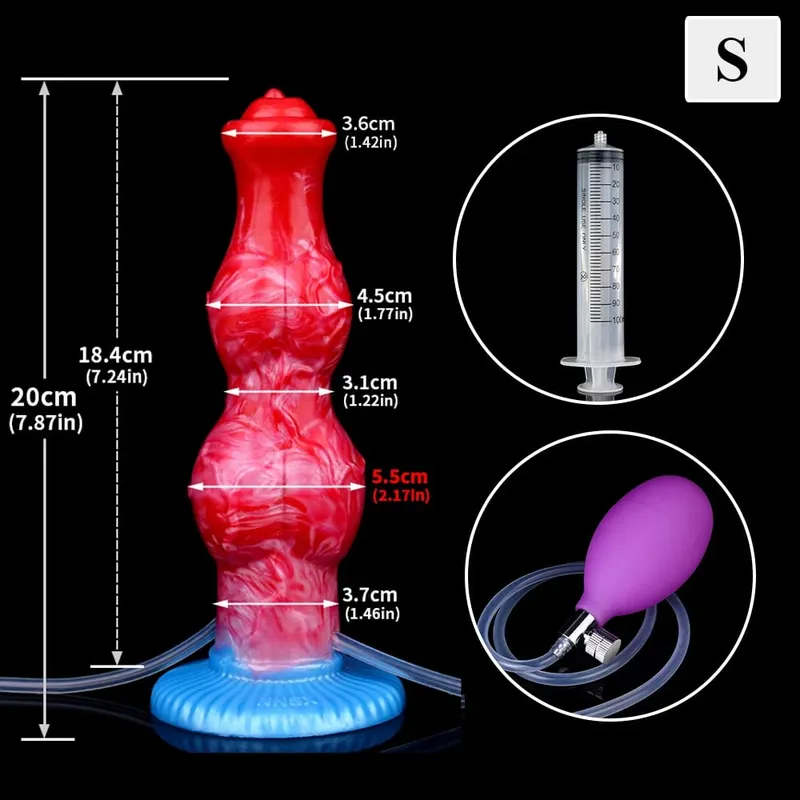 Huge Knot Squirting-Inflatable Dildo with Strong Sucker Silicone Inflat Anal Plug Trainer Beginner Sex Toys for Women Men