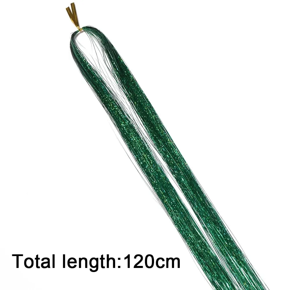 3db/csomag 120cm-es Többszínű PET LLézeres hajfesték Fémes hajhosszabbítók barkácspartihoz Cosplay hajdekor kiegészítők