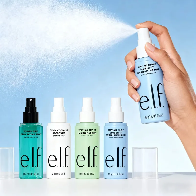 תרסיס איפור ELF איפור עמיד לאורך זמן מחזיק לחות ושליטה בשמן נושר מהיר ויוצר סרטים ומונע הדבקות של איפור