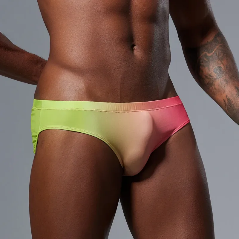 Men's Low Waist Briefs Breathable Gradual Cartoon Print Underwear Sexy Triangle Pants for Men