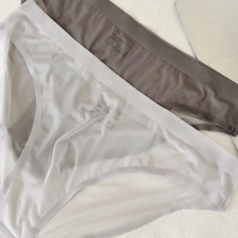 1pc Men's Ultra-thin Transparent Seamless Ice Silk Briefs 3D Bulge Pouch Mid Waist Underwear Breathable Male Lingerie